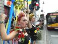 Działaczki ruchu FEMEN z Ukrainy na Nowym Świecie, w Warszawie