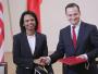 Sikorski z Condoleezzą Rize po podpisaniu umowy o rozmieszczeniu w Polsce pocisków tarczy antyrakietowej
